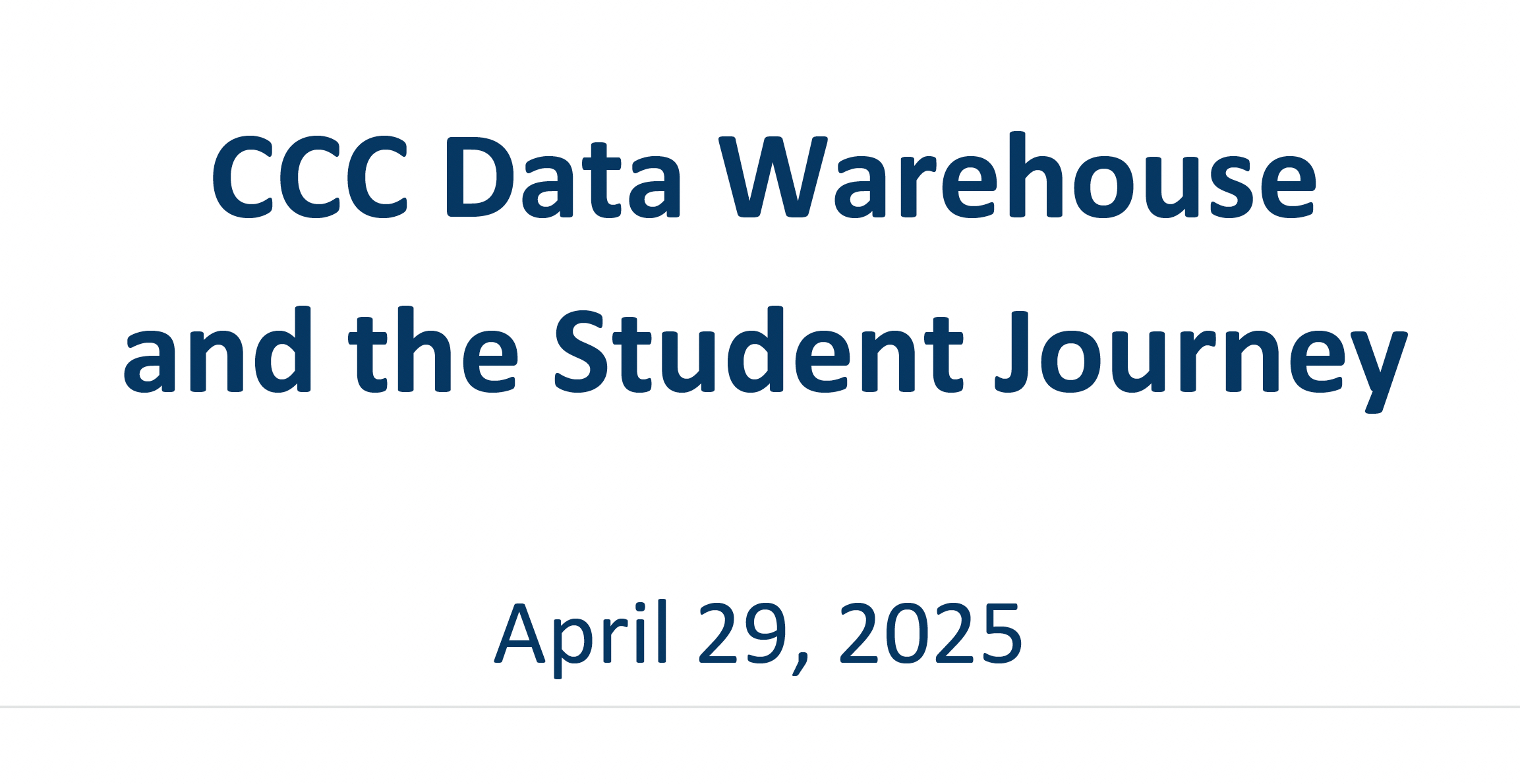 Preview of first page of Webinar: CCC Data Warehouse and the Student Journey