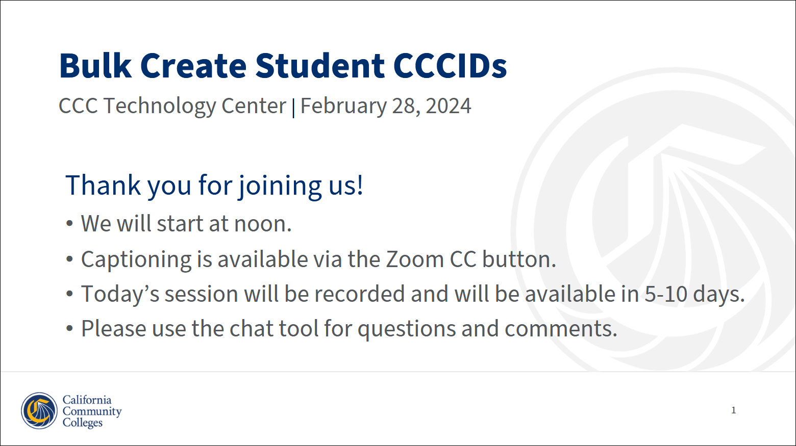 Preview of first page of Webinar: Creating CCCID Student Accounts